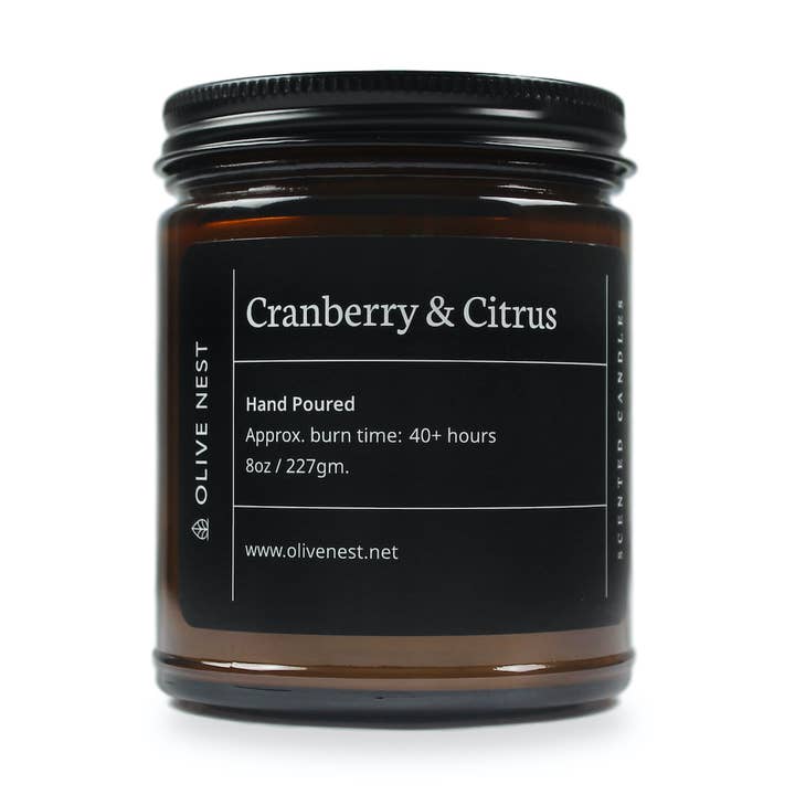Cranberry and Citrus Soy Blend Wood Wick Candle for wholesale by OLIVE NEST