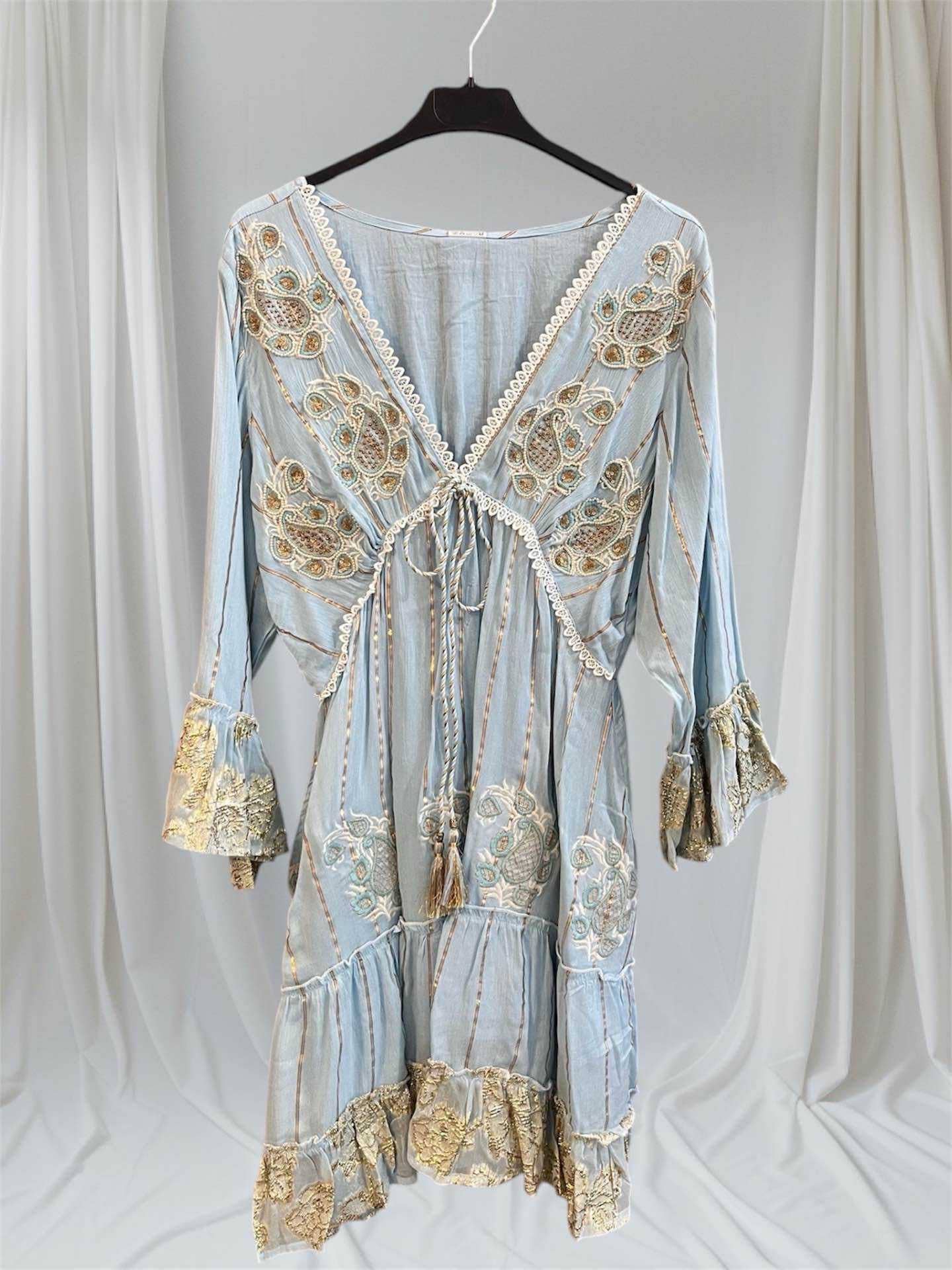 SWEET MAGIC MODA Y COMPLEMENTOS - Wholesale Dress - Women's - BOHO CHIC SHORT DRESS WITH EMBROIDERED DETAILS1