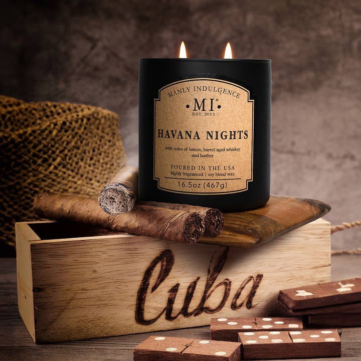 MVP Group International INC - Wholesale Jar/Filled Candle - Manly Indulgence Classic+ Havana Nights, 2 Wick, 16.5oz