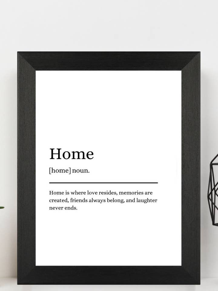 Decorazione artistica da parete con citazione di definizione in formato A4 con cornice nera per la vendita all'ingrosso da parte di Second Ave Gift Company