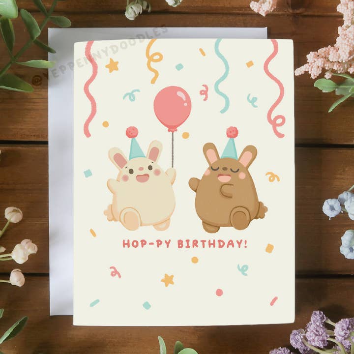 Hop-py Birthday! - Greeting Card for wholesale by Yeppenny Doodles LLC
