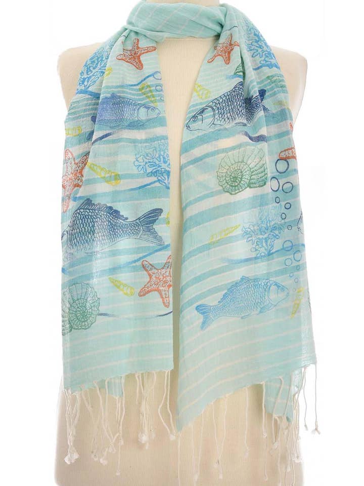 Cotton Striped Fish Scarf for wholesale by Dosimira