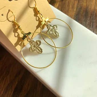4-way cross hoop earrings for wholesale by Beyond Blessed