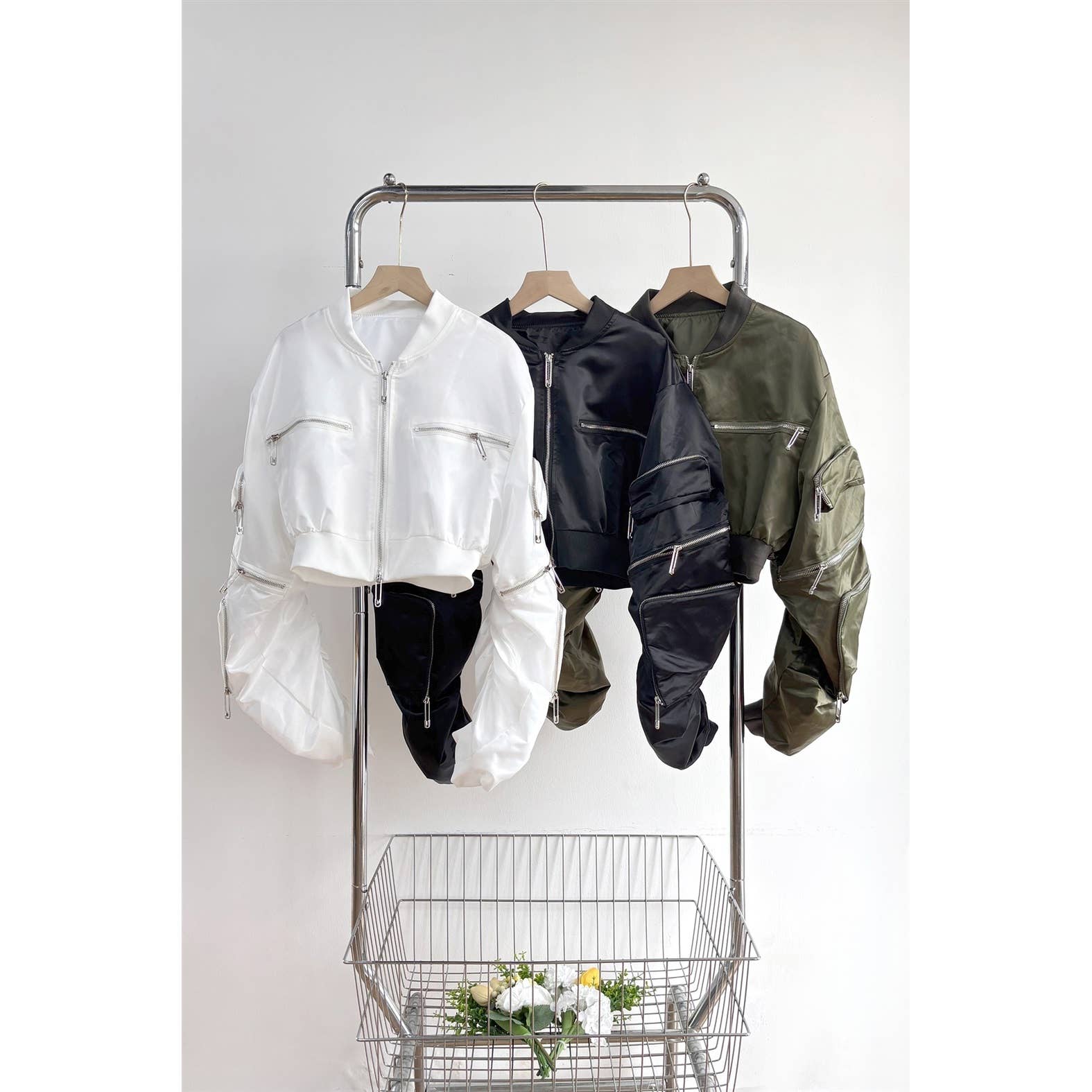 XHHH Inc - Wholesale Jacket - Women's - X0039LT Ruched Sleeve Cropped Bomber Jacket10