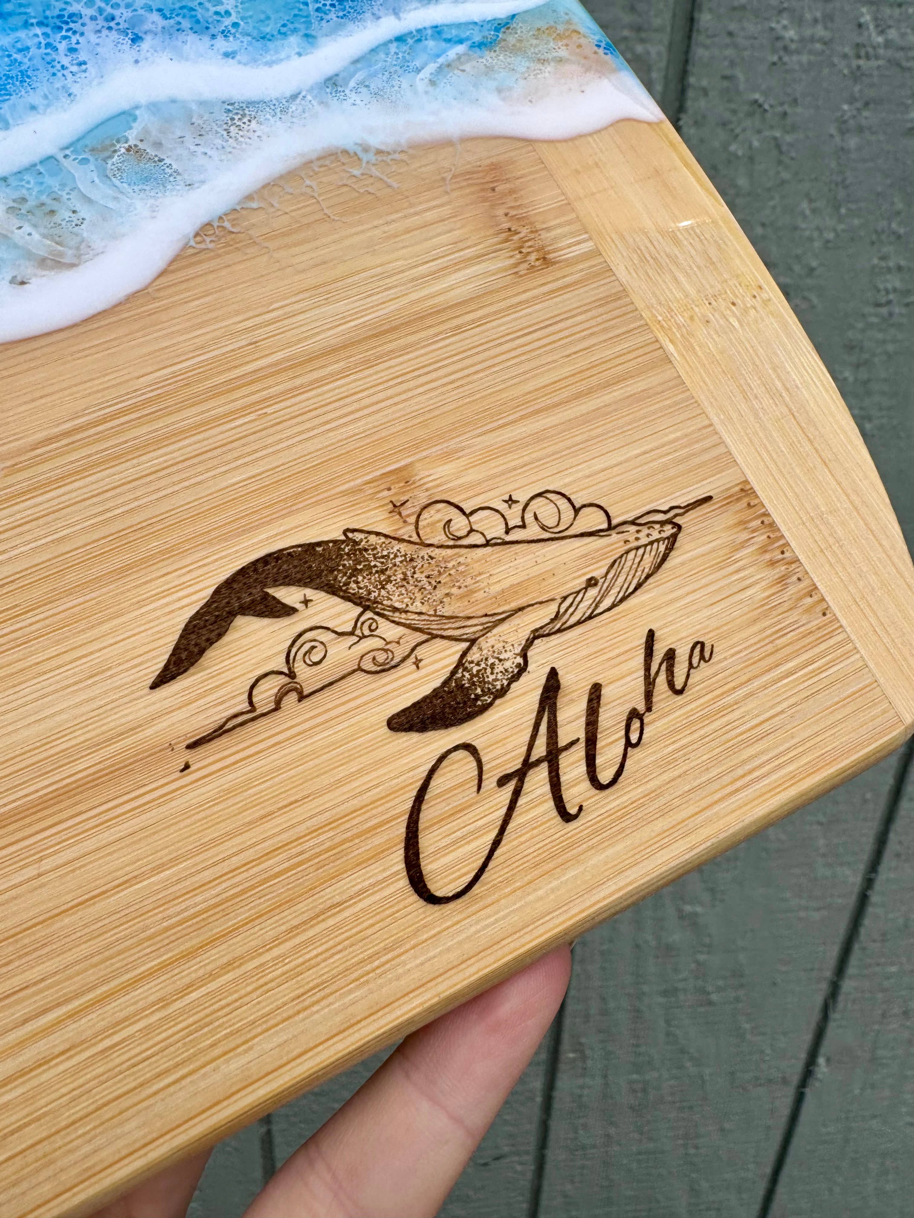 TBM Creations LLC - Wholesale Cheese Board - Whale Aloha Ocean Charcuterie board | Resin Cheese board2