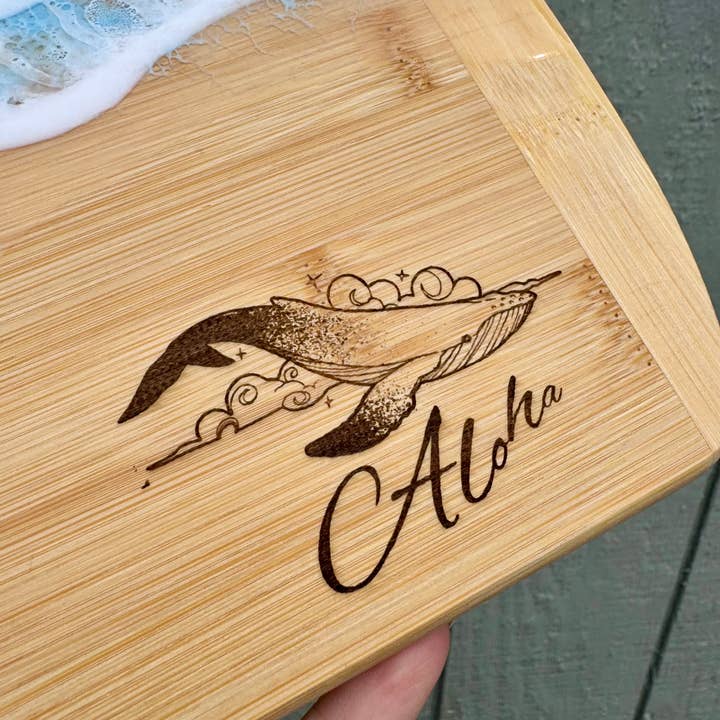 TBM Creations LLC - Wholesale Cheese Board - Whale Aloha Ocean Charcuterie board | Resin Cheese board2