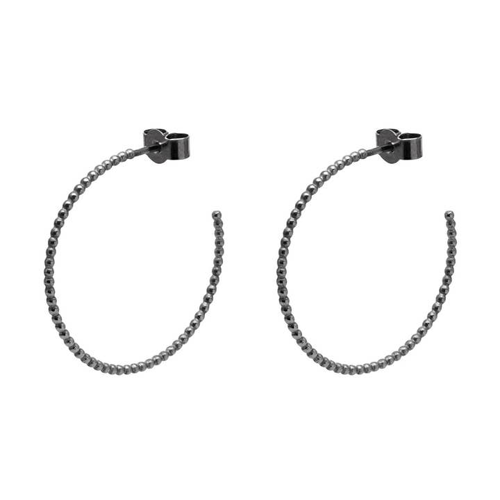 Large Sphere Hoop Stud Earrings - Oxidised Silver for wholesale by Myia Bonner
