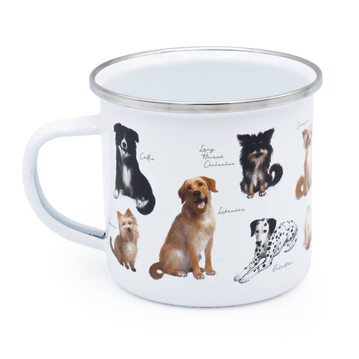 Mug en émail Patricia MacCarthy Design de chien - Races de chiens populaires pour la vente par Robert Frederick Ltd