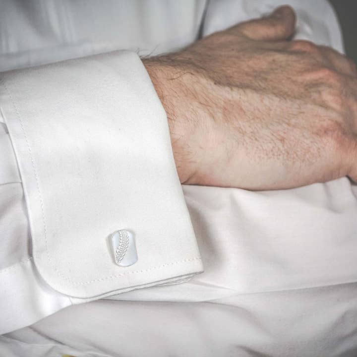 Rechthoekige manchetknoop 15 x 10 mm 925 zilveren wielvoetafdruk voor wholesale door COM FORSA SL