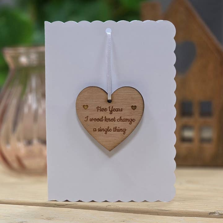 Five Years...Change A Thing' Hanging Heart and Card for wholesale by Nest