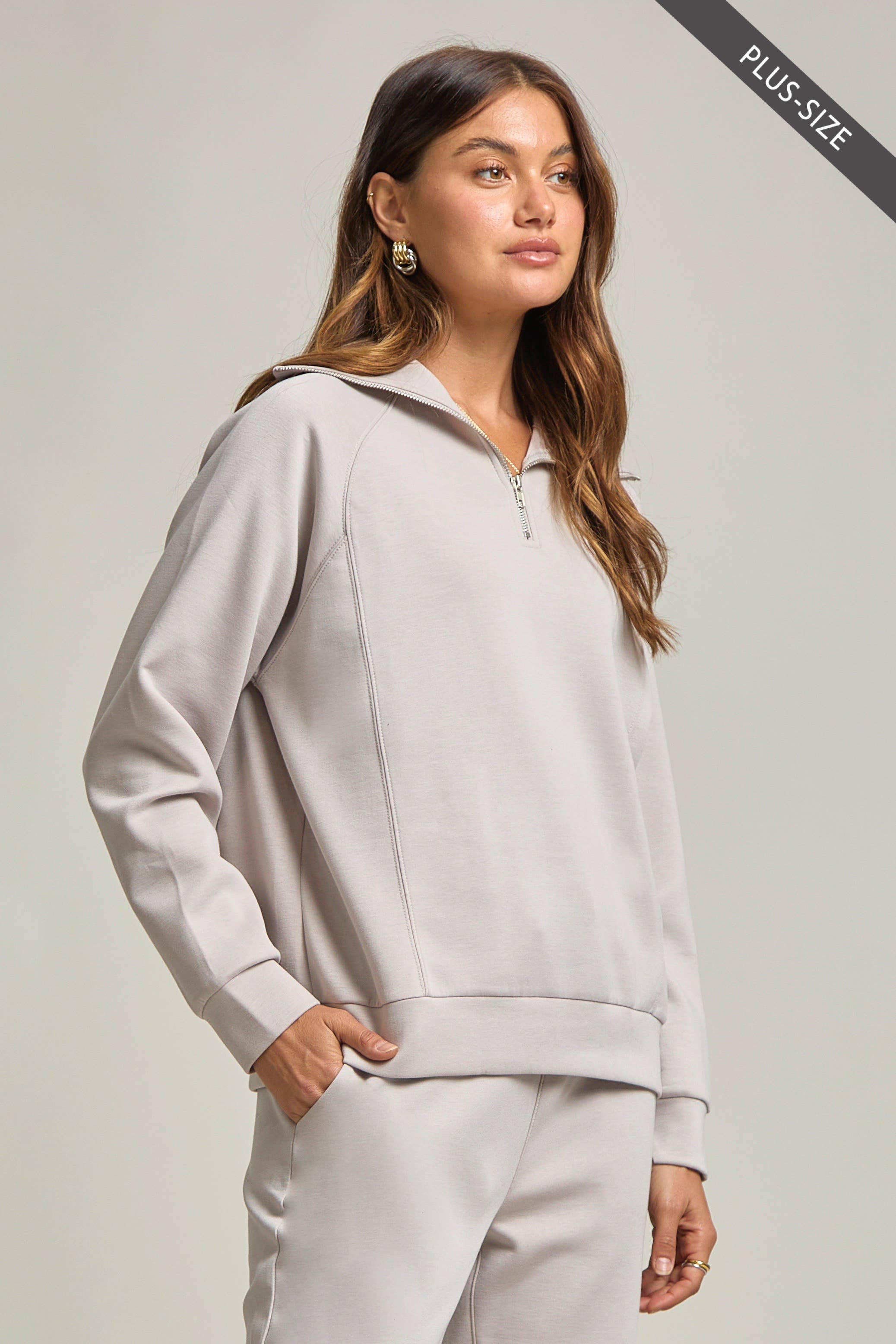 Dear Scarlett - Wholesale Lounge Set - Women's - PLUS SIZE Quarter Zip Pullover + Jogger Modal Travel Set25