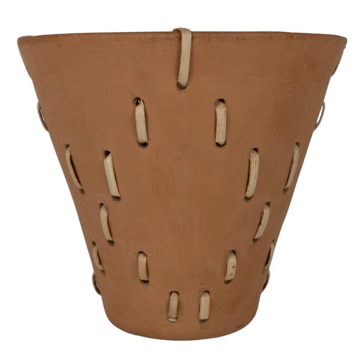 Foreside Home & Garden - Wholesale Plant Pot - SALE - Jarvis Diamond Weave Terracotta & Cane Planter Pot4