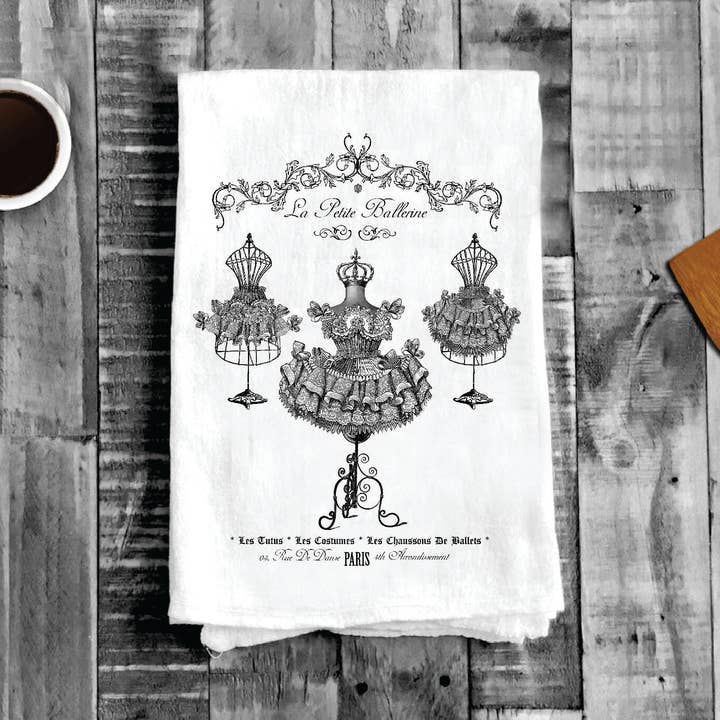 Avery Lane Gifts - Wholesale Tea Towel - French La Petite Ballerina Paris, Cotton Tea Towels - Copy