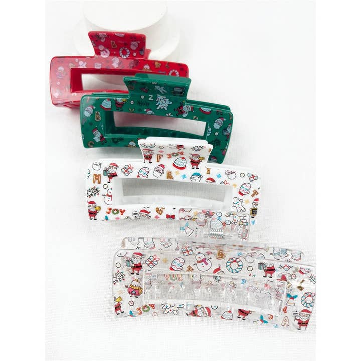 MIX COLOR Christmas Design Patterns Jaw Hair Clip for wholesale on Faire