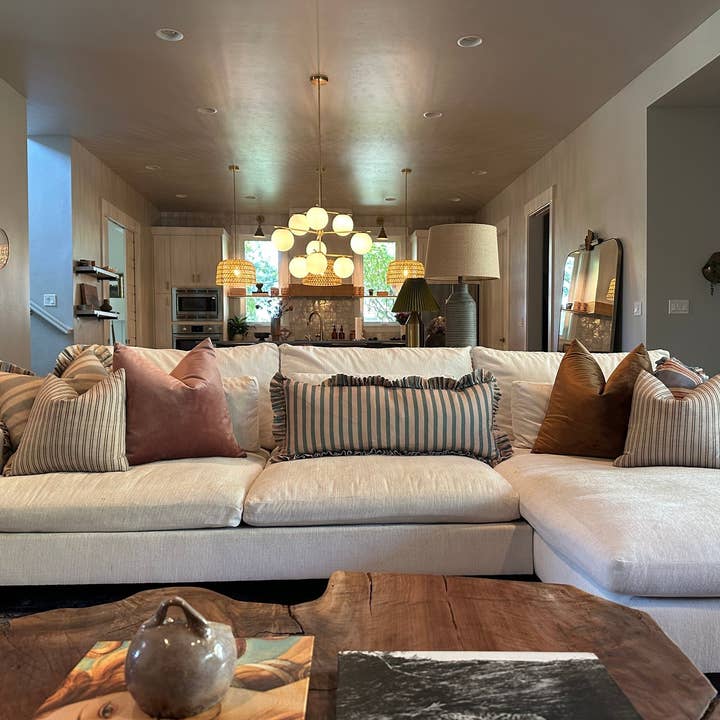 Rennah Collective - Wholesale Throw/Decorative Pillow - Indigo Striped-Ruffle Lumbar Pillow Cover2