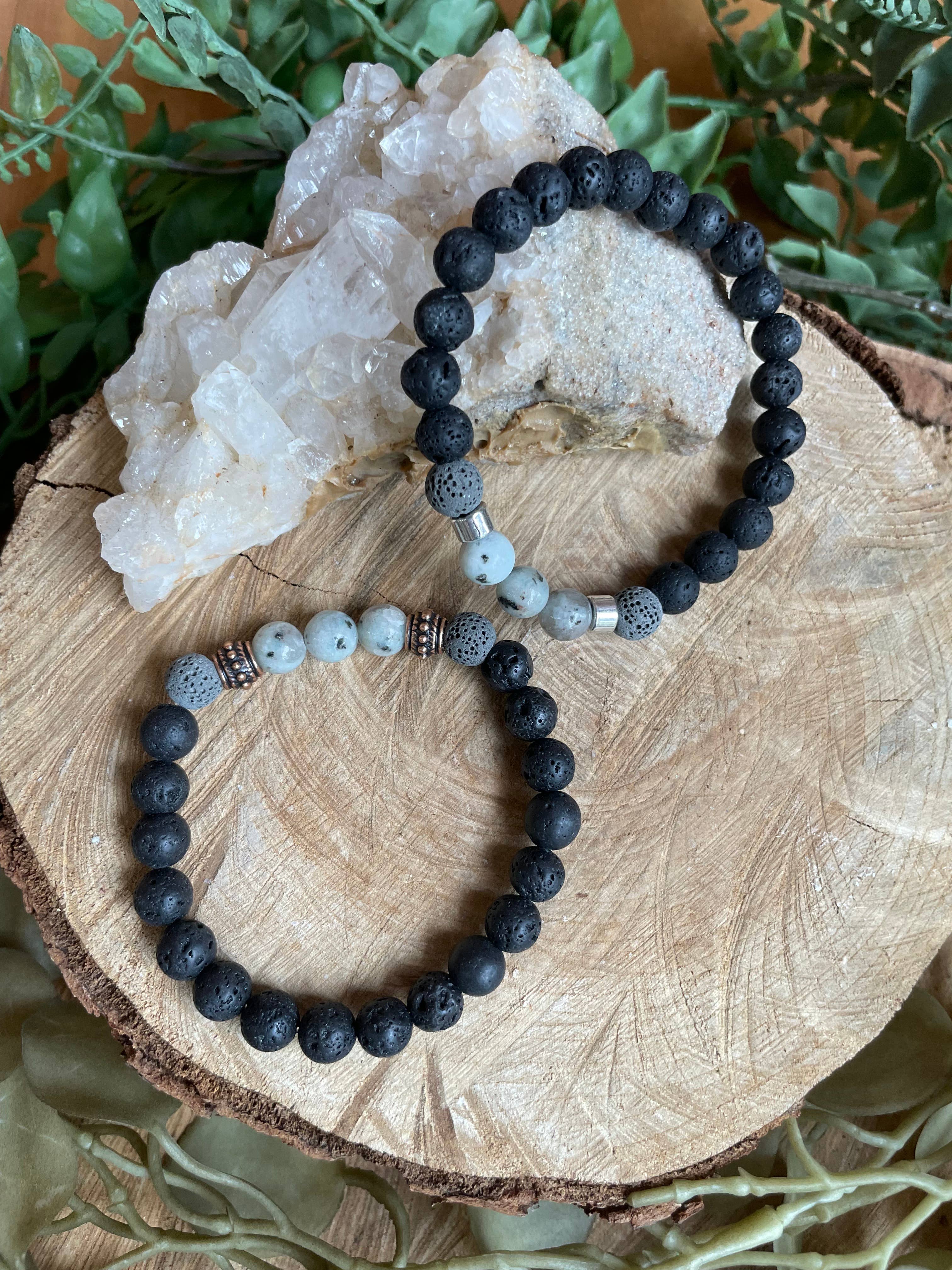 Tangled Up In Hue - Wholesale Aromatherapy Bracelet - Lava & Genuine Stone Diffuser Stretch Bracelets | Assorted7