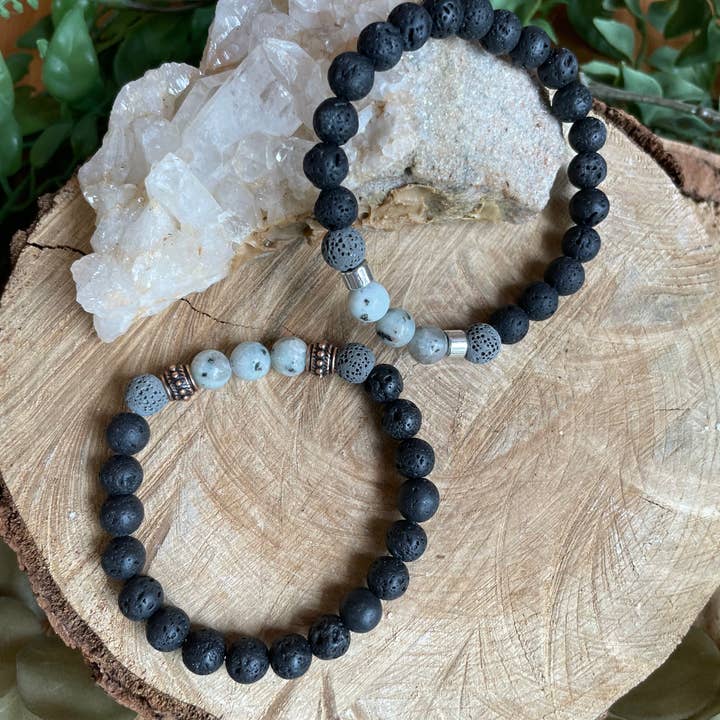 Tangled Up In Hue - Wholesale Aromatherapy Bracelet - Lava & Genuine Stone Diffuser Stretch Bracelets | Assorted7