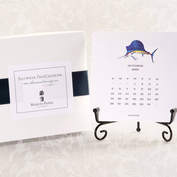 Maison de Papier - Wholesale Calendar - 2026 Saltwater Fish Calendar with Easel
