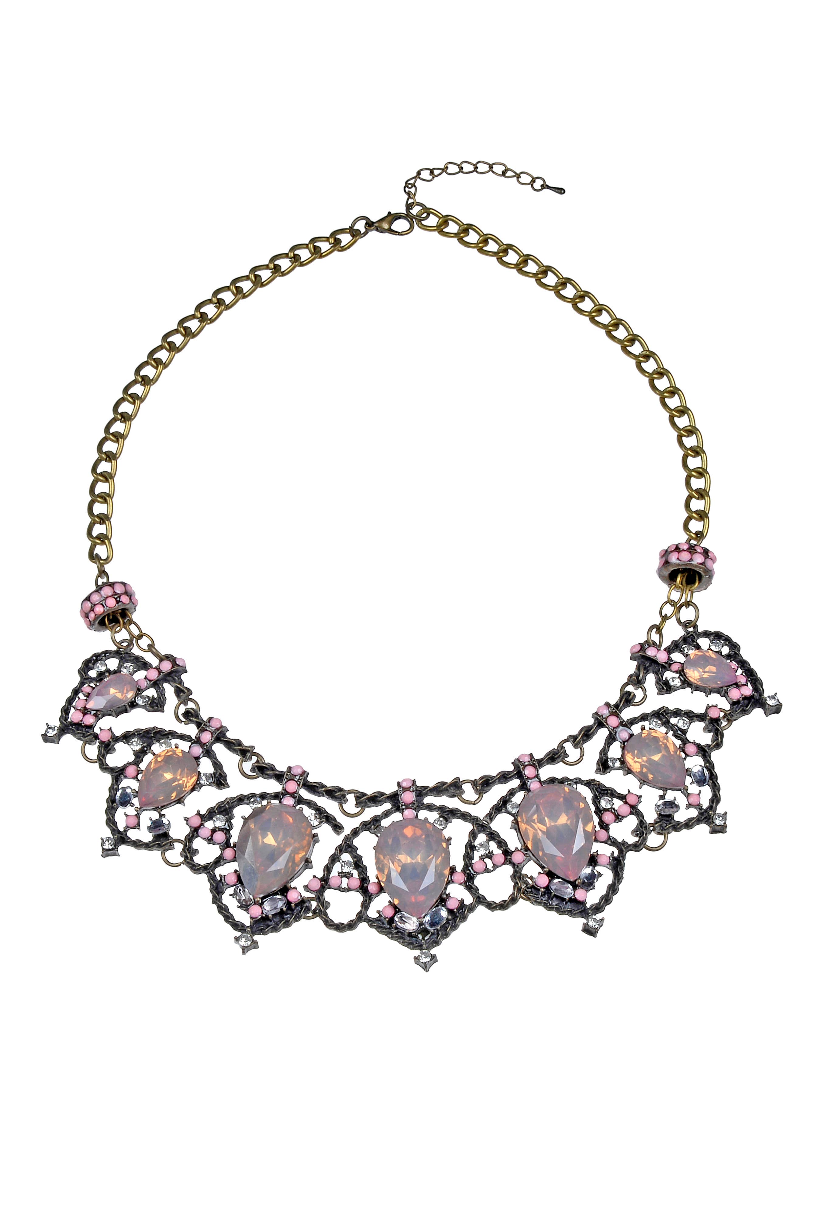 Ole - Wholesale Choker/Collar - Vintage Pink Crystal Collar Statement Necklace