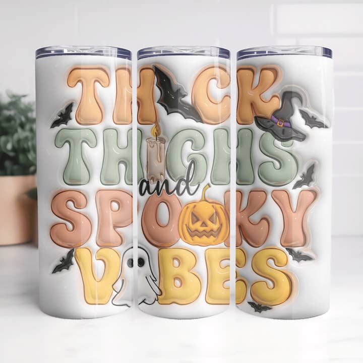 Thick thighs Spooky Vibes 3d illusion Tumbler for wholesale by H+P Wholesale