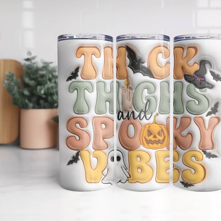 Thick thighs Spooky Vibes 3d illusion Tumbler for wholesale by H+P Wholesale
