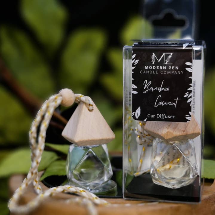 Bamboo Coconut Car Diffuser for wholesale by Modern Zen Candle Company