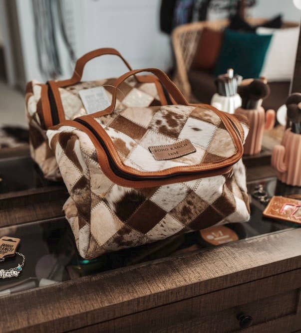 Boho Ranch Shop - Wholesale Toiletry Bag - Women's - BOHO LUXE TOILETRY bag Genuine Hair On travel storage 10