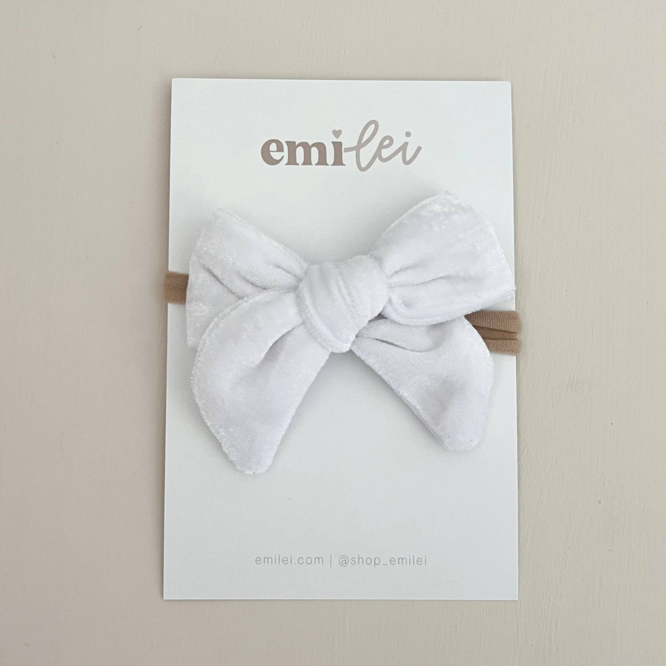 Emi Lei - Vente Bandeau – bébé - Bandeau Velvet Fable Bow 2.0 - Blanc0