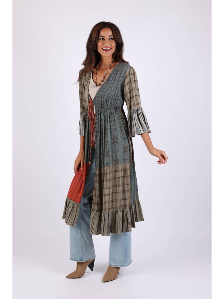Sacred Threads - Wholesale Kimono – Women's - Boho Patchwork Fall Cover-Up: 3/4 Bell Sleeve4