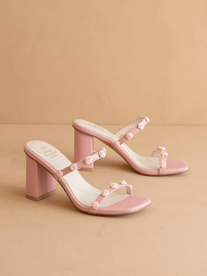 The Nia Pink | Rosette Adorned Heel for wholesale on Faire