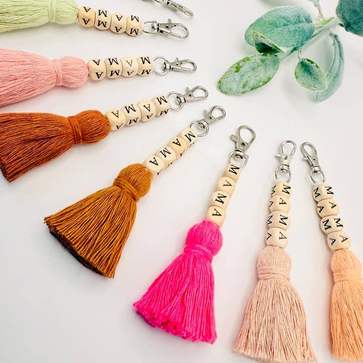 MarissaDDesigns - Wholesale Keychain - Women's - Macrame Mama Tassel Keychain | Handmade Boho Keychain | Mama7