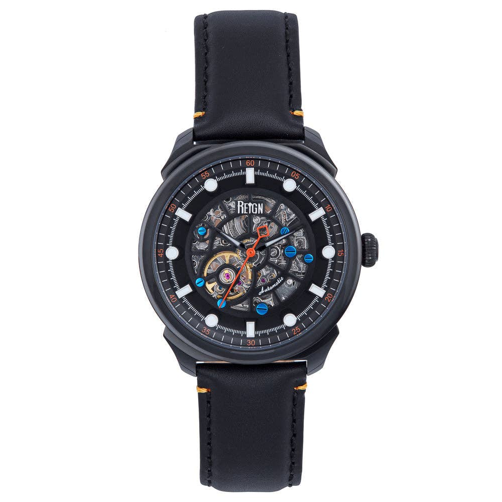 Reign - Wholesale Wrist Watch - Men's - Reign Weston Automatic Leather-Band Skeleton Watch16