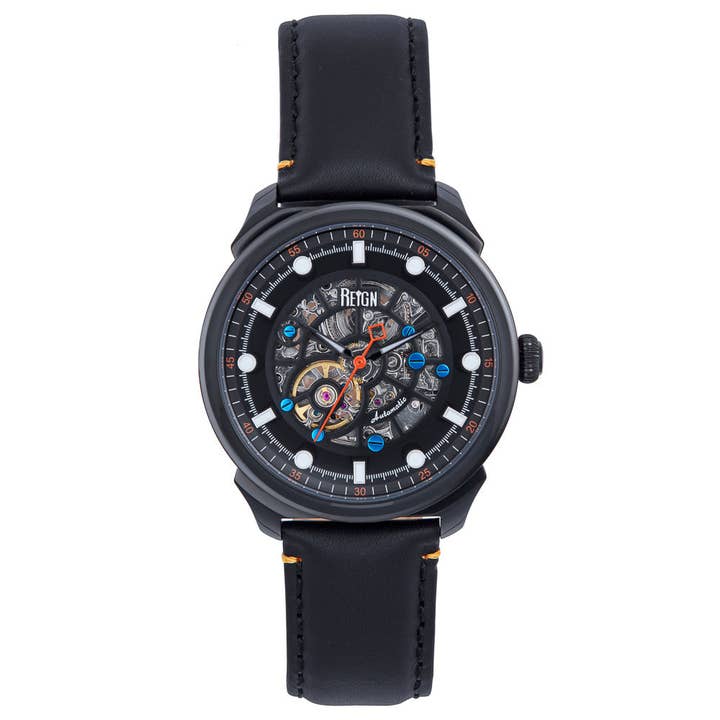 Reign - Wholesale Wrist Watch - Men's - Reign Weston Automatic Leather-Band Skeleton Watch16