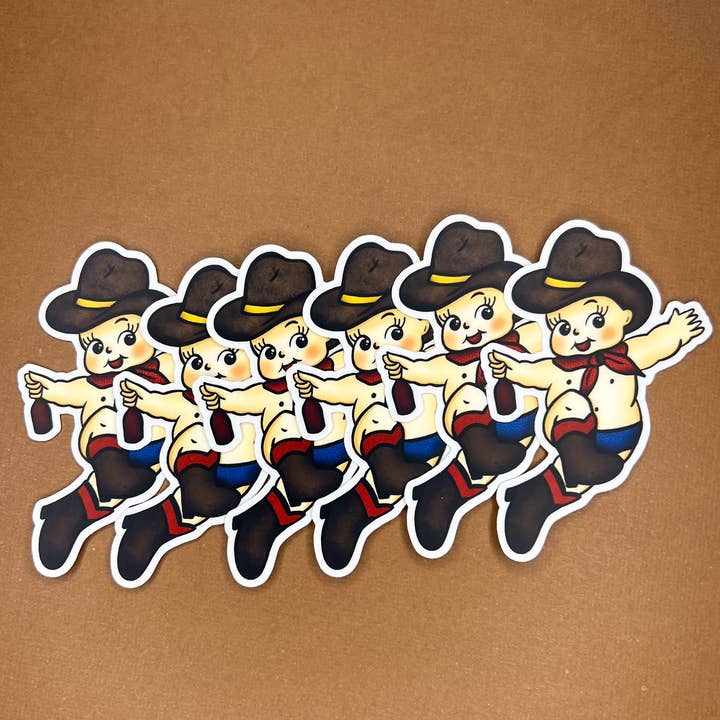 Seventh Eclectic - Vente Autocollant - Autocollant Kewpie Cowboy3