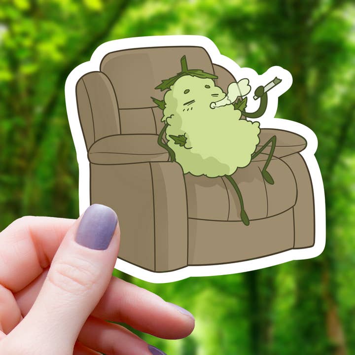 Couch Locked Cannabis Nug Sticker - 3" for wholesale by Mimic Gaming Co
