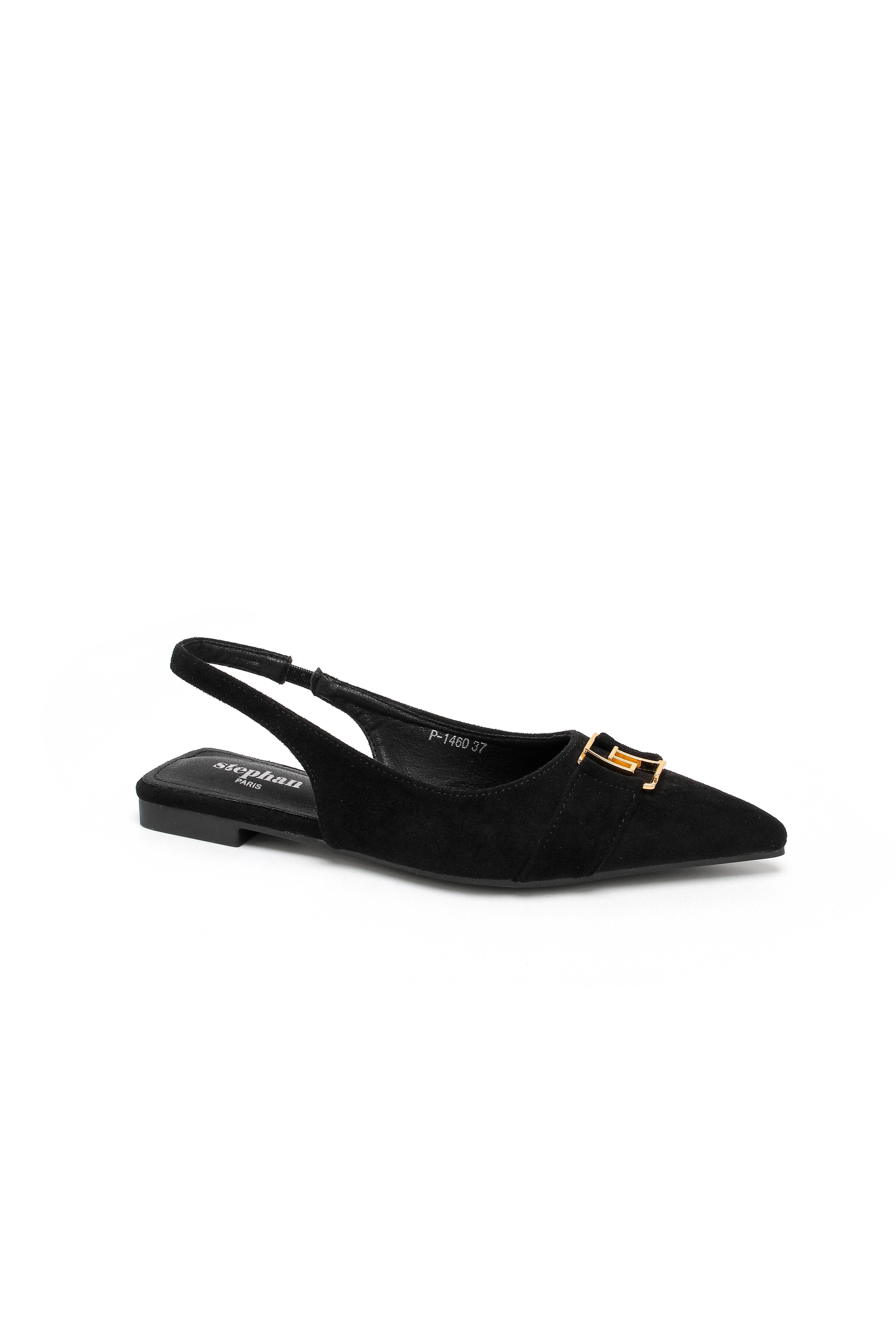 Black Slingback ballerina – Suede effect with jewel P-1460 for wholesale on Faire4