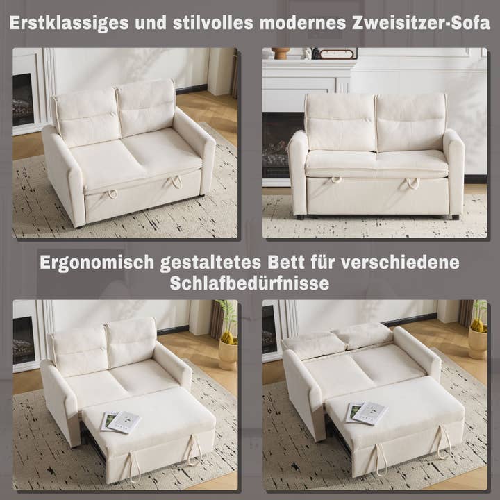 Urban Meuble - Wholesale Sofa - Light beige velvet 2-seater convertible sofa bed, 5-position backrest RIDGEGLEN8