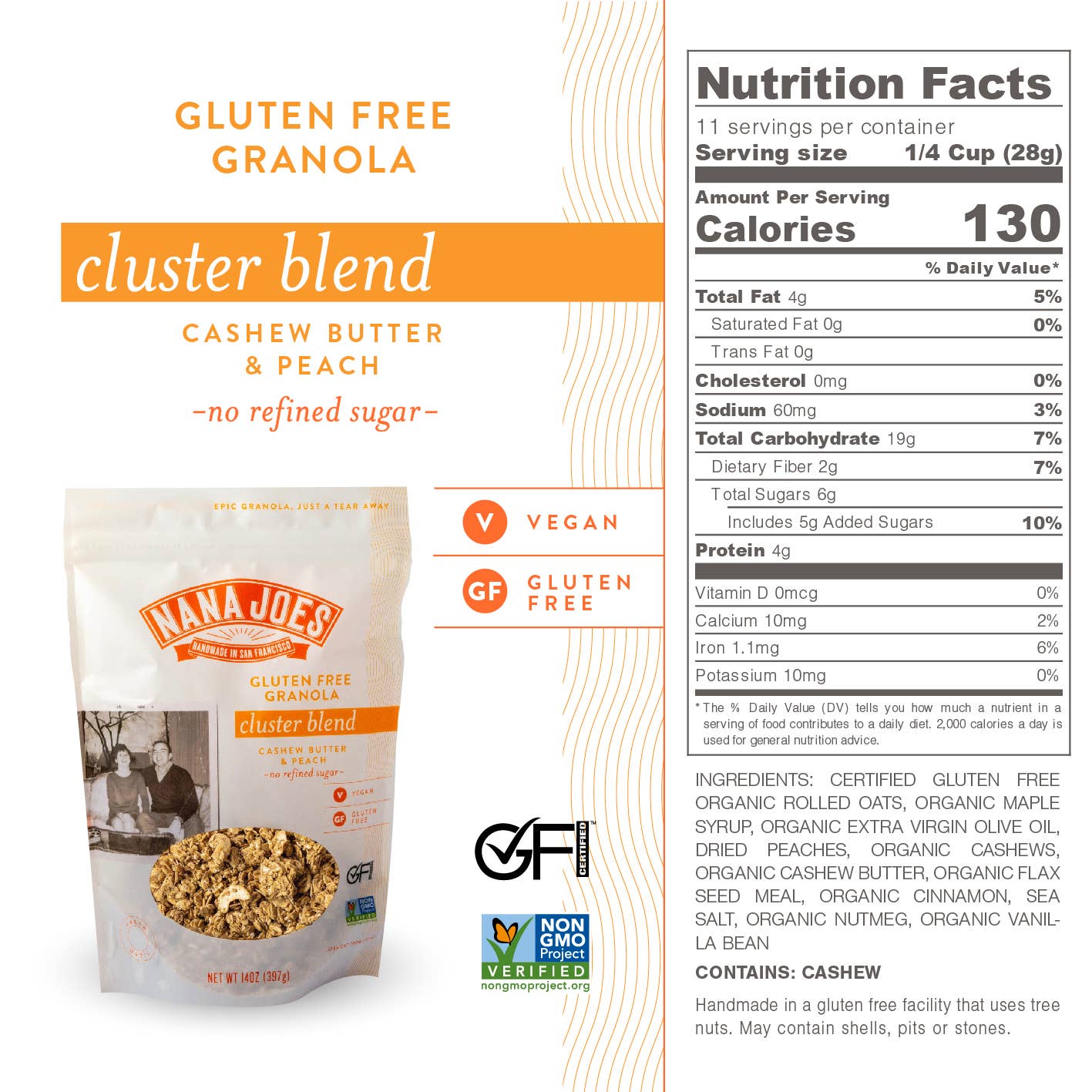 Nana Joes Granola - Wholesale Granola - Cluster Blend: Cashew Butter 5lb Bag (NO Peaches in Bulk)2