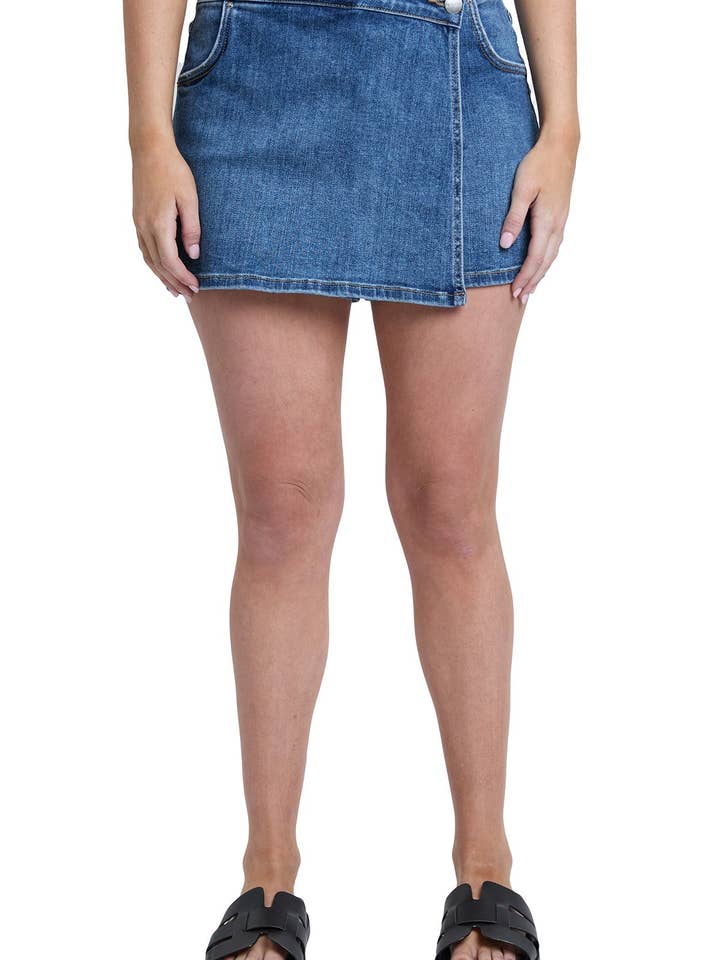 Plus Size Asymmetrical Denim Skort for wholesale by RFM