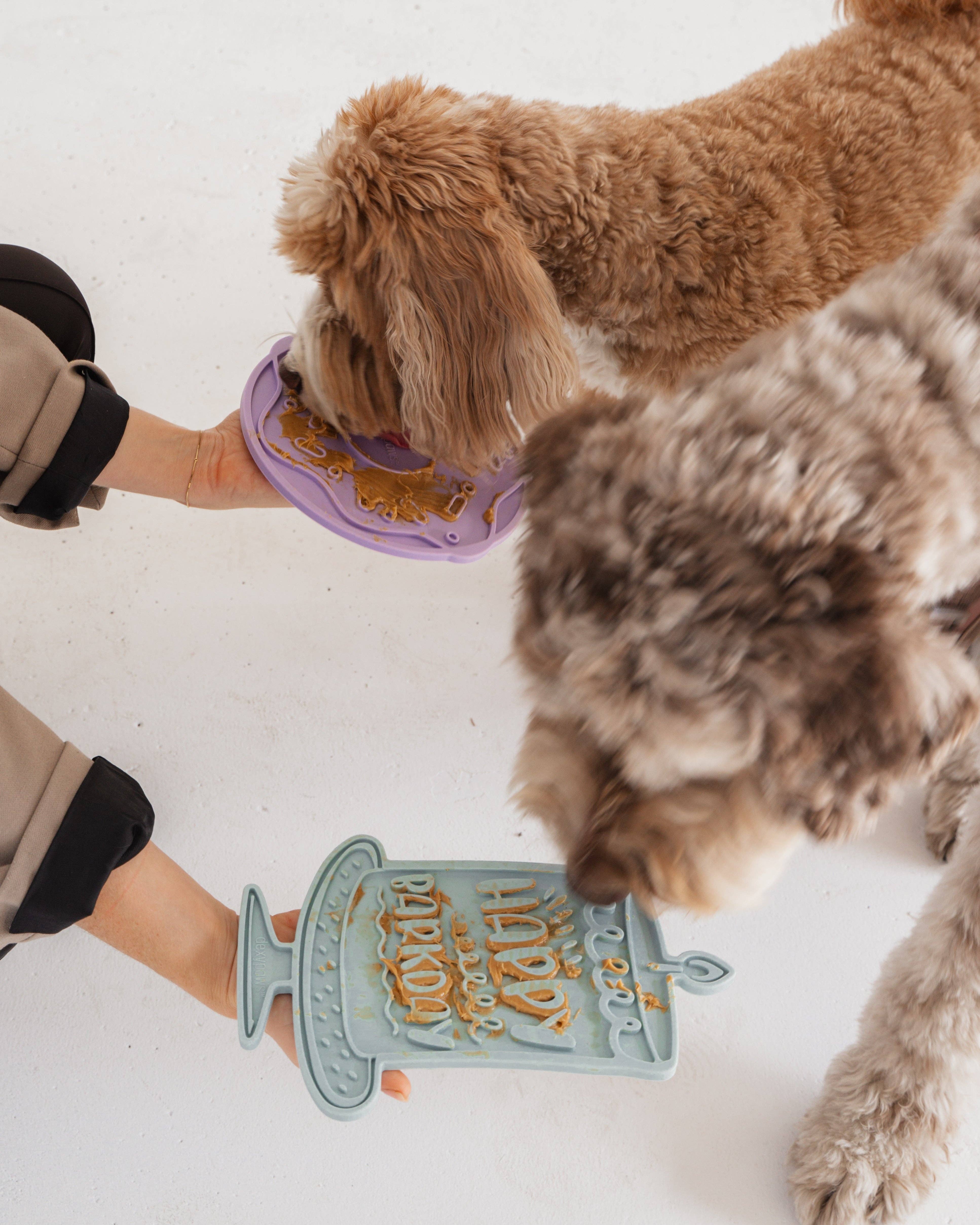 dexypaws – Tapete para comedouro – Cão por atacado – Tapete de lambedura calmante Barkday Bash para enriquecimento1