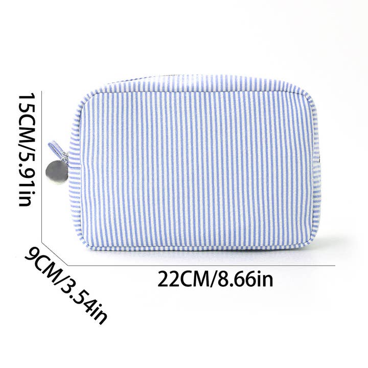 Auraquise - Wholesale Makeup/Cosmetic Bag - Seersucker Striped Makeup Pouch Travel Toiletry Bag11