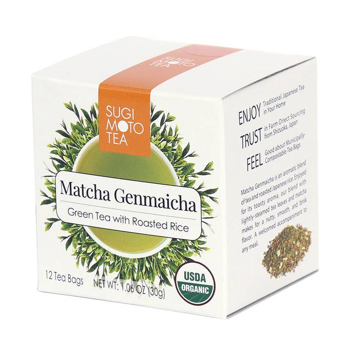 Organic Genmaicha (Green Tea with Roasted Rice) Tea Bags for wholesale by Sugimoto Tea Company