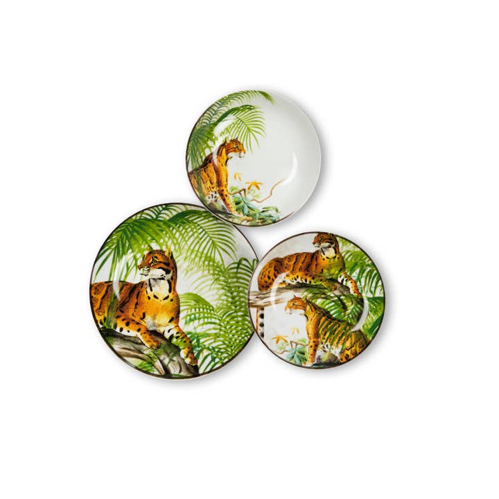 multicolour 18 Leopard Plate Set for wholesale on Faire