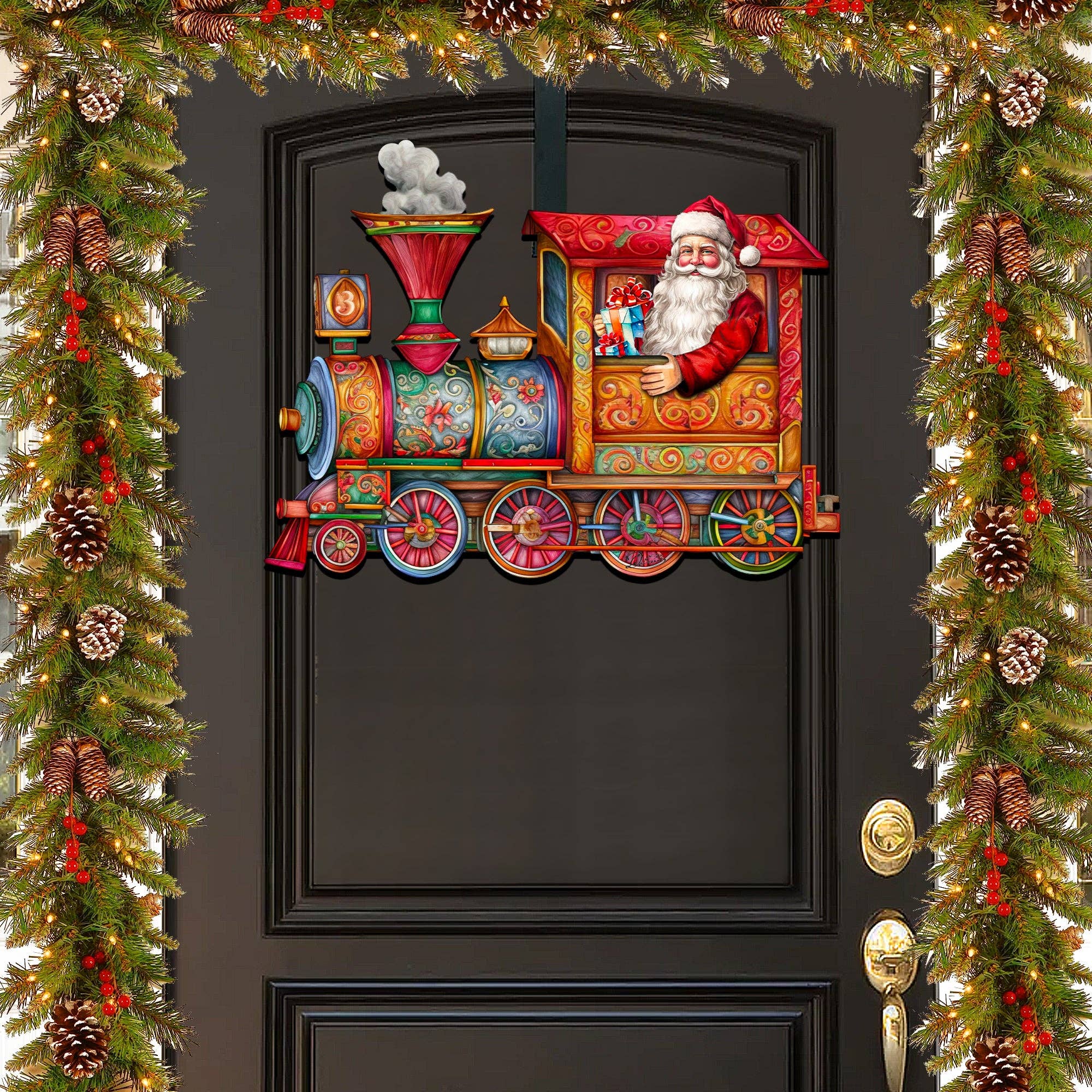 Designocracy - Wholesale Deurhanger - Santa's Train Holiday Door Decor Debrekht | Christmas Snowman6