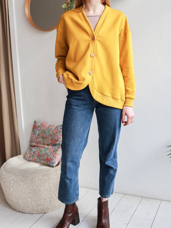 Cardigan oversize "Homecoming" | giallo dorato per la vendita all'ingrosso da parte di aesthete-kidswear