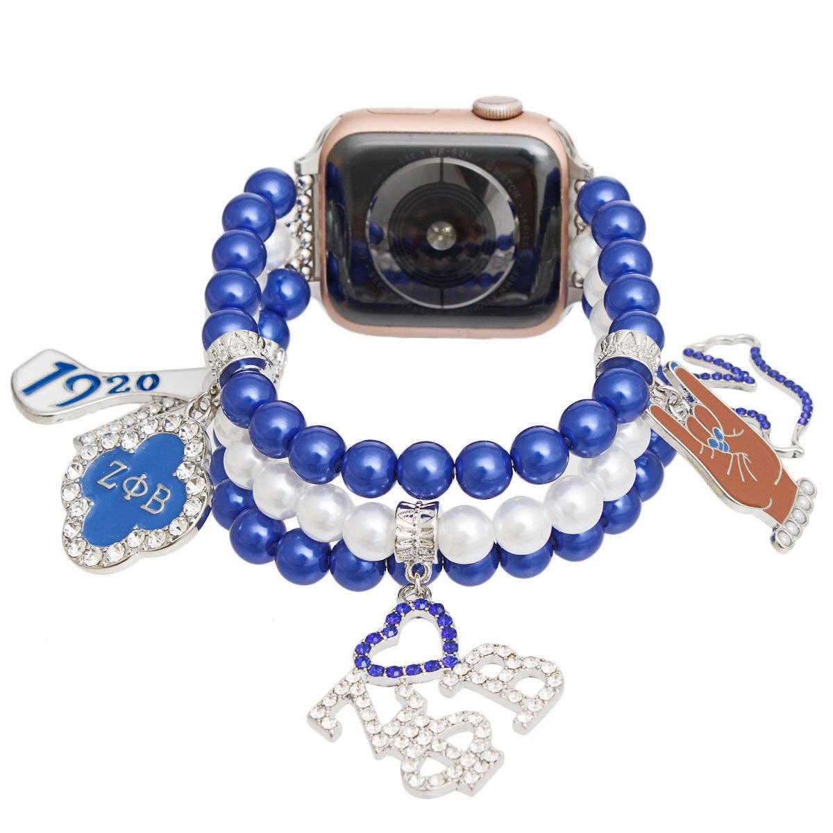 ZPB Sorority Blue White Pearl Watch Band for Women for wholesale on Faire1