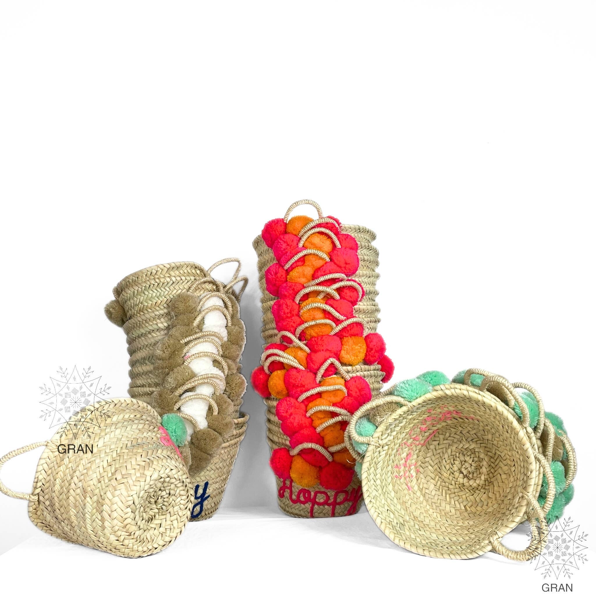 Gran Wholesale - Wholesale Tote Bag - Women's - Custom Basket With Pom Poms, Moroccan Bridesmaid Tote Bags.19