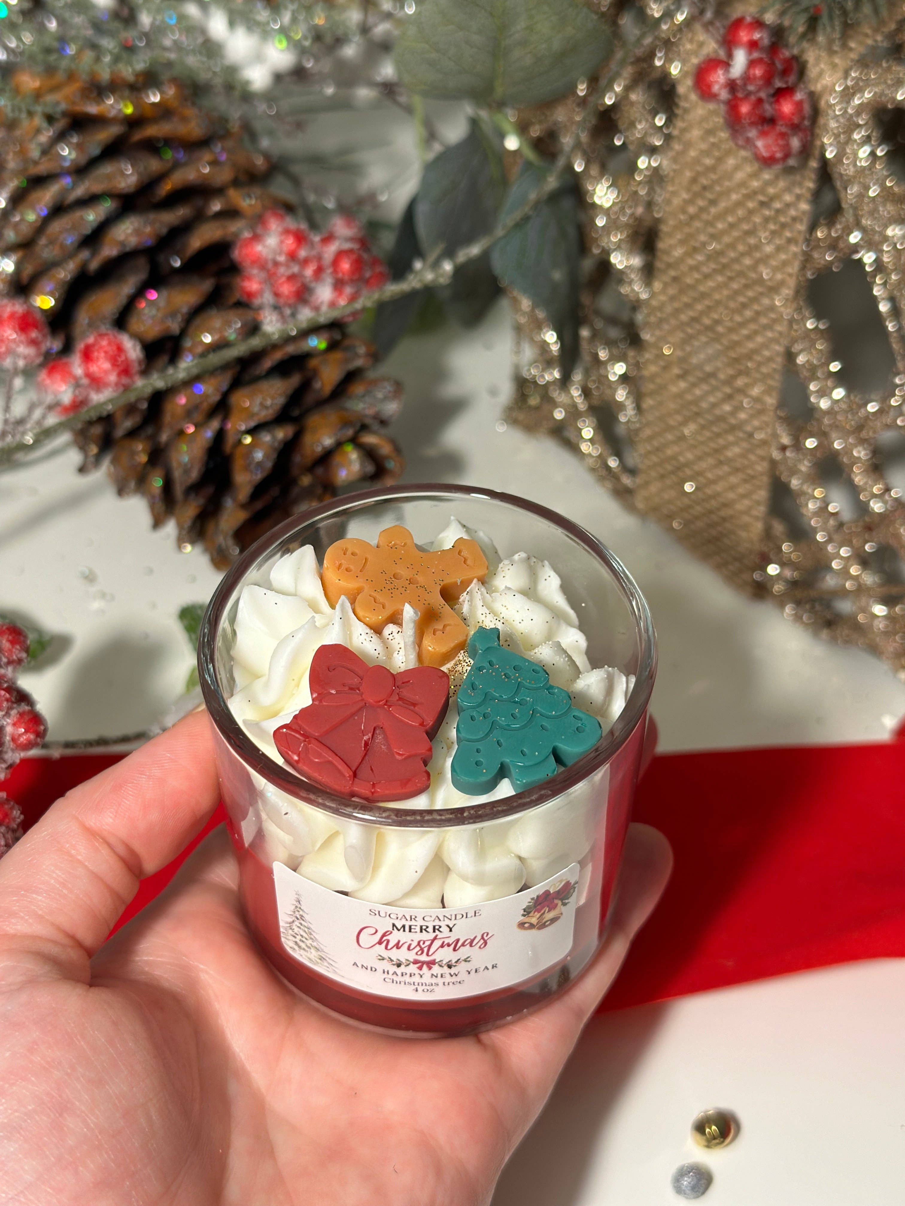 Sugar Candle - Wholesale Jar/Filled Candle - Merry Christmas Candle: Soy, Holiday Gift, Christmas Decor