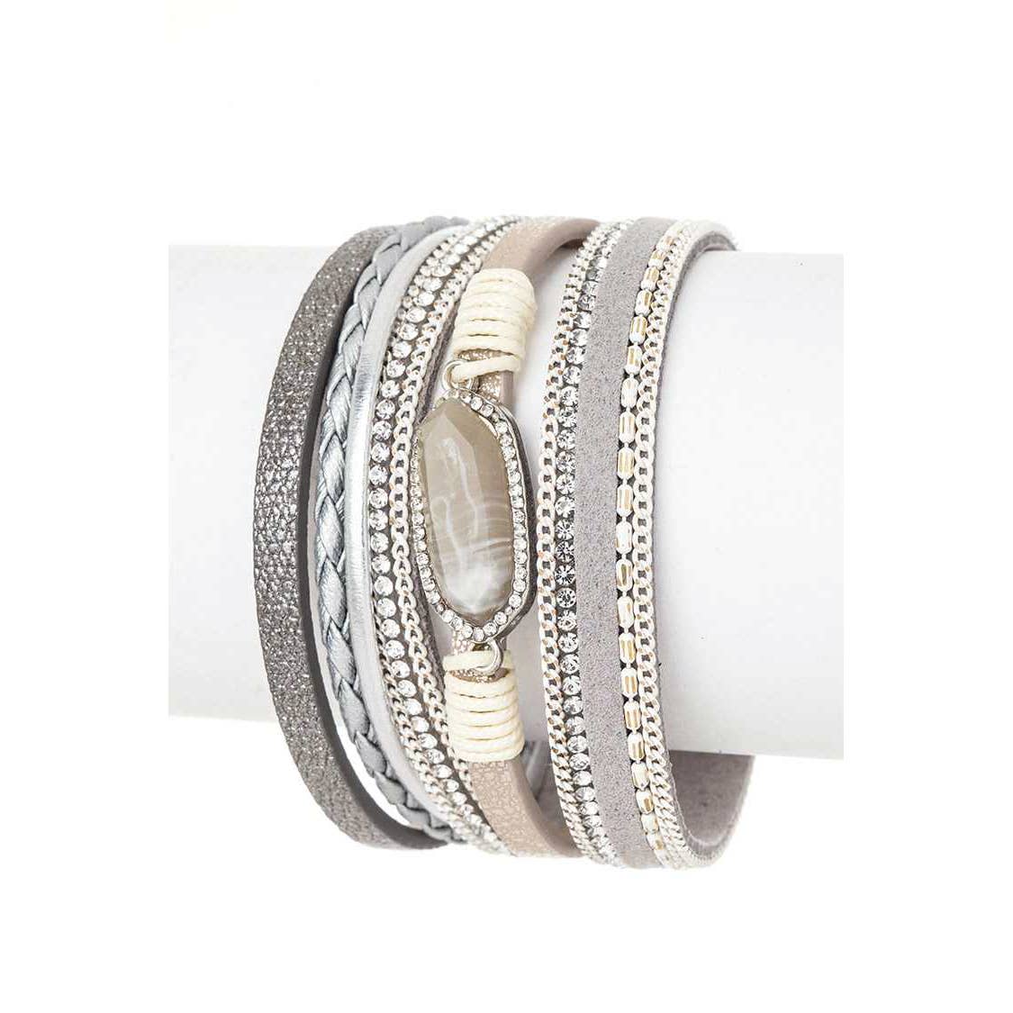Artini Accessories - Wholesale Cuff Bracelet - Genuine Stone Mix Media Magnetic Cuff1