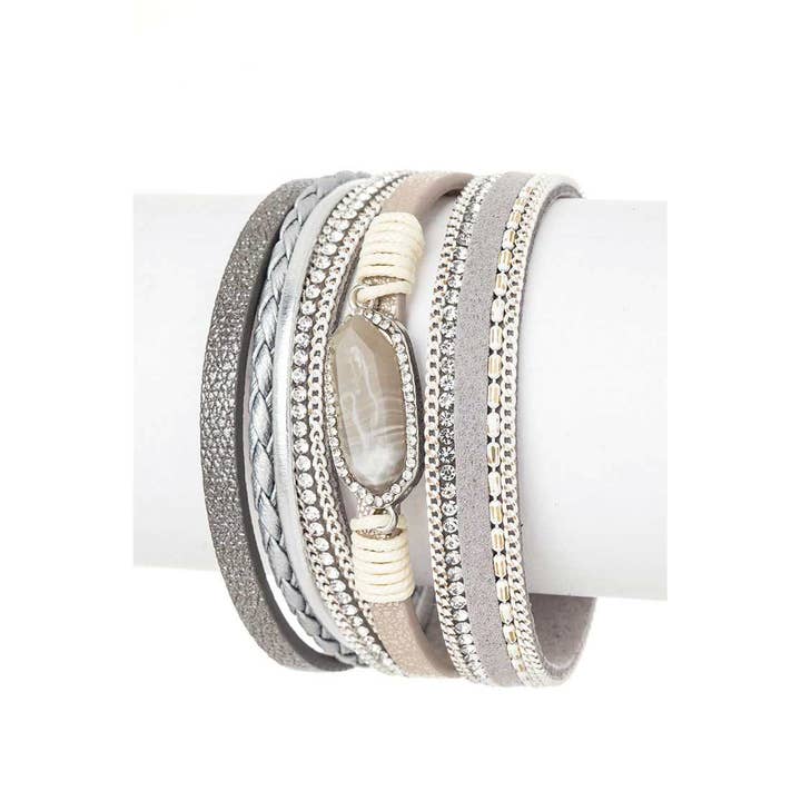 Artini Accessories - Wholesale Cuff Bracelet - Genuine Stone Mix Media Magnetic Cuff1